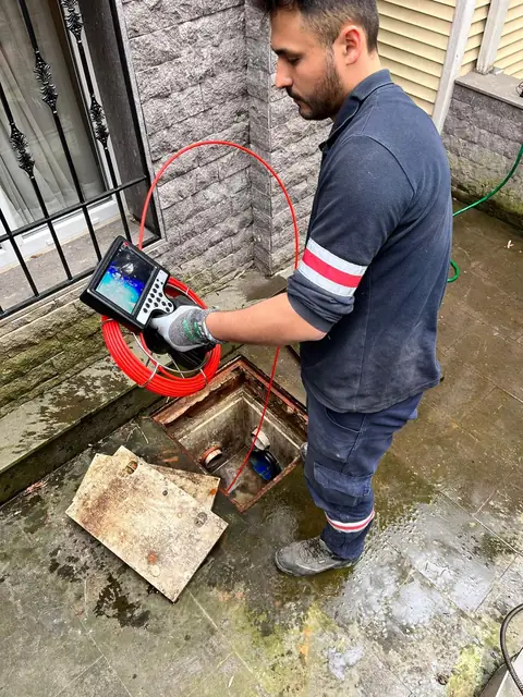 Logar başında kamera ekranından boru içinin izlenmesi